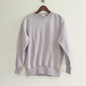Nike Classic Crew Cut Lavender Lilac Purple Sweatshirt w Center Swoosh White XXS